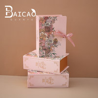 Boîtes en carton en forme de livre avec ruban fleuri fait à la main pour bonbons, chocolat, nourriture, emballage, décoration de mariage, fête de vacances