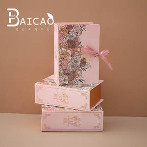Boîtes en carton en forme de <span class=keywords><strong>livre</strong></span> avec ruban fleuri fait à la main pour bonbons, chocolat, nourriture, emballage, décoration de mariage, fête de vacances - Product Image 4