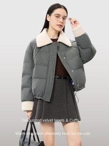 2025 Winter New Blazer Lapel Fur Collar <strong>Short</strong> <strong>White</strong> Goose Down Women's Loose Commuter Small Warm <strong>Jacket</strong> - Product Image 2