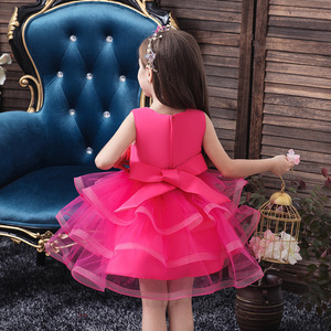 Princess Dress For Girls Sleeveless Tulle A-Line O-Neck Flower Girl Dress Kids Party Wear Pink Color - Product Image 4