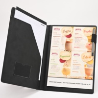Carpeta de Presentación Premium de Cuero PU Negro, Portadocumentos de Oficina A4, Ranuras para Tarjetas, Portaplumas, Logotipo Personalizado, Regalos Corporativos Duraderos