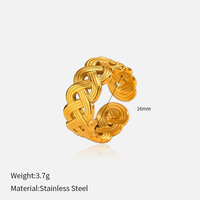 Edelstahl 18K Vergoldeter Infinity-Knoten Ring Keltisches Openwork Geflochtenes Breites Offenes Verstellbares Boho-Design für Frauen