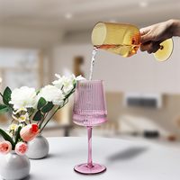 Verres à vin colorés en verre côtelé de style vintage pour cadeau de dégustation de vin pour anniversaire de mariage Noël