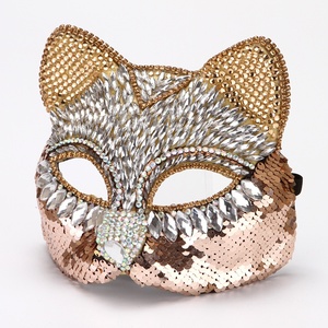 <span class=keywords><strong>Masque</strong></span> vénitien demi-visage en plastique orné de diamants, exquis et haut de gamme, motif chat et renard, <span class=keywords><strong>fait</strong></span> <span class=keywords><strong>main</strong></span> - Product Image 3