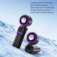 Ventilateur brumisateur portable rechargeable pliable en plastique, quatre vitesses, affichage numérique, alimenté par batterie USB, pour maison, voiture, extérieur, hôtel