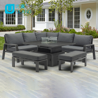 Ensemble de meubles de jardin Uland Patio Garden Hotel, mobilier d'extérieur moderne en aluminium, ensembles de canapés de jardin avec table foyer