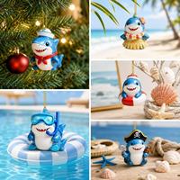 Calendrier de l'Avent Quotidien Requin : Boîte Mystère 24 Pièces – Adorables Ornements Suspendus en Acrylique Requin Dessin Animé – Cadeau Surprise pour les Amateurs d'Animaux Marins