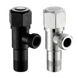 G1/2 Valve triangulaire à filetage noir Valve d'angle épaissie à ouverture rapide Valves de remplissage à grand débit pour eau de lavabo de toilette - Product Image 1