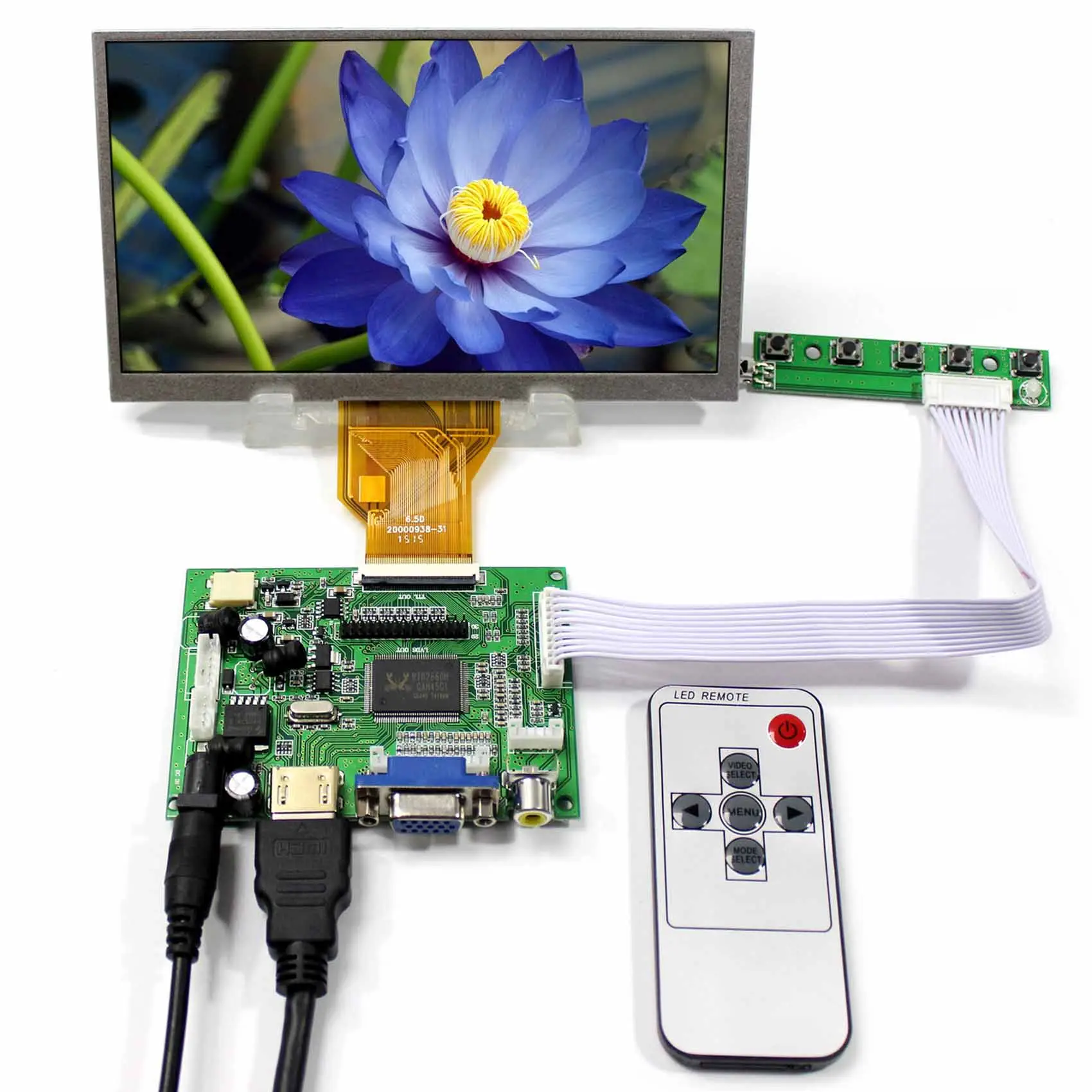 Phổ LCD board mạch HD mi VGA 2AV đảo ngược điều khiển at065tn14 800x480 LCD TFT hiển thị Module 6.5 inch LCD hiển thị cho xe