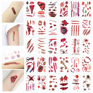 Pegatinas de Tatuajes Realistas de Halloween, Heridas de Sangre, Arte Corporal Temporal, Decoración Económica para Halloween - Product Image 4