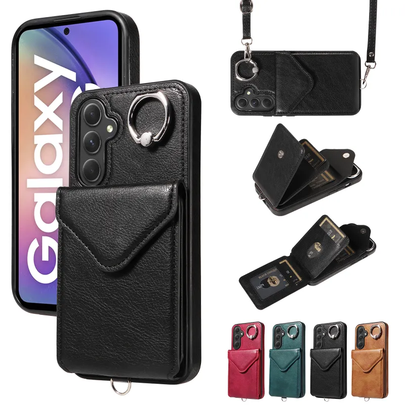 PU leather Card Holder Bag Phone Cases For Samsung Galaxy A73 A72 A54 A53 A52 A34 A33 A32 A25 A24 A15 A05 A04 Ring bracket Cover