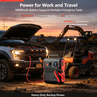 Démarreur de voiture 16000mAh 12V, booster de batterie de voiture d'urgence, pack de démarrage portable, batterie externe