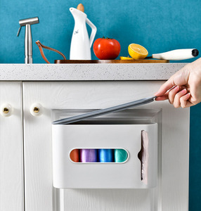 Boîte de rangement murale pour sacs poubelles, 4 couleurs, distributeur de sacs en plastique anti-poussière avec plateau supérieur - Product Image 2