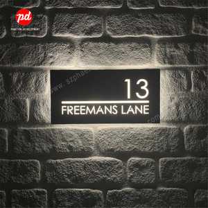 Plaque de numéro de porte d'hôtel personnalisée, plaque de numéro de chambre d'appartement, plaques de numéro de maison, plaques de sol en métal avec lumières LED en acrylique - Product Image 1