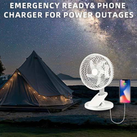 Nouvel Arrivage Ventilateur de Table Solaire d'Urgence 8 Pouces avec Clip, Lumière Nocturne, Rechargeable Mécanique, Batterie Lithium 3000mAh, Moteur DC, Faible Bruit