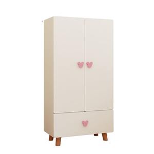 خزانة ملابس أطفال بيضاء مخصصة، منتج رائج، درج واحد، رفين، بابان، قضيب تعليق ملابس، مصنوعة من مادة MDF متينة للاستخدام في غرفة النوم - Product Image 1