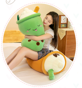 Coussin en peluche doux de 50 cm, motif dessin animé Kawaii, fruits, lait, boba, thé aux bulles, café, rembourré en coton PP - Product Image 2