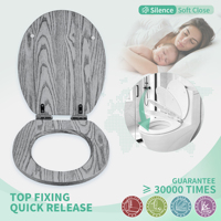 Siège de toilette en bois moulé à fermeture douce avec charnière en alliage de zinc, couvercle WC classique en MDF à fixation supérieure |   Siège de toilette