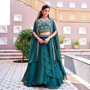 Lehenga Choli en soie pure Rangoli, broderie lourde, travail de perles et de sequins, spécial mariage, disponible au meilleur prix - Product Image 1