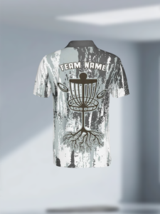 <span class=keywords><strong>Polo</strong></span> personnalisé pour homme en polyester à manches courtes, motif camouflage bleu et noir, pour le disc golf, sublimation - Product Image 3