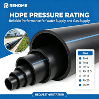 Tuyau d'alimentation en eau HDPE résistant aux hautes pressions PE100 SDR11 PN16 DN25 DN32 DN250 DN315 pour réseau d'eau potable municipal