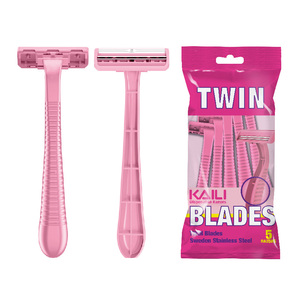Doppelklingen-Rasierer aus Edelstahl, manueller Einwegrasierer für Frauen, Rasierset - Product Image 1