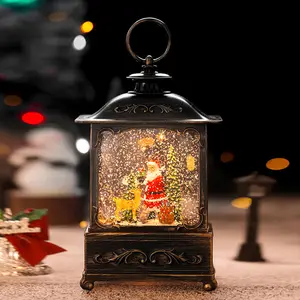 Рождественская светящаяся телефонная будка маленькая лампа Санта-Клаус Снеговик настольное украшение светодиодный фонарь снег водяной шар Рождественский фонарь