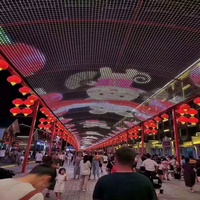 Écran LED flexible en maille P50 pour extérieur, IP65 étanche, transparent, façade média de bâtiment, affichage en grille de pixels