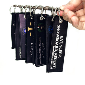 Chất Lượng Cao Tùy Chỉnh Hai Mặt Dệt Keychain Cá Nhân Văn Bản Logo Thêu Vải Keyring Thẻ - Product Image 6