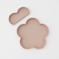 Bol à ventouse en silicone sans BPA, design antidérapant, motif fleur, assiette enfant superposable, ensemble de bols en forme de fleur