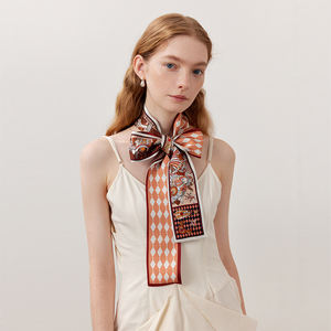 लक्जरी डिजाइन स्किनी रेशम के स्कार्फ महिलाओं ने नरम साटन गर्दन के स्कार्फ प्रिंट किया - Product Image 1