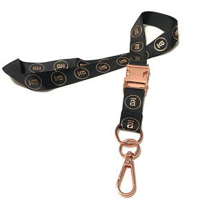 Lanière en polyester <span class=keywords><strong>de</strong></span> luxe personnalisée OEM avec logo en feuille d'or en relief 3D, crochet en forme d'aigle, porte-clés écologique pour cadeaux promotionnels - Product Image 2