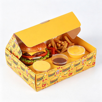 Boîte d'emballage personnalisée pour restauration rapide, boîte à compartiments pour shawarma, doner kebab, wraps, boîte de partage, boîte à sauce piquante, boîte repas à emporter