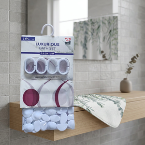 Erpsl Plastic Square Shower Curtain and Floor Mat Set 71x71 in Mixed Colors Modern Two-Piece Premium Bath Set - Product Image 3