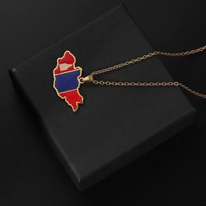 Colliers à chaîne maillons avec carte de la <span class=keywords><strong>Mongolie</strong></span> plaqués or 18 carats, pendentif <span class=keywords><strong>drapeau</strong></span> mongol en émail en acier inoxydable - Product Image 4