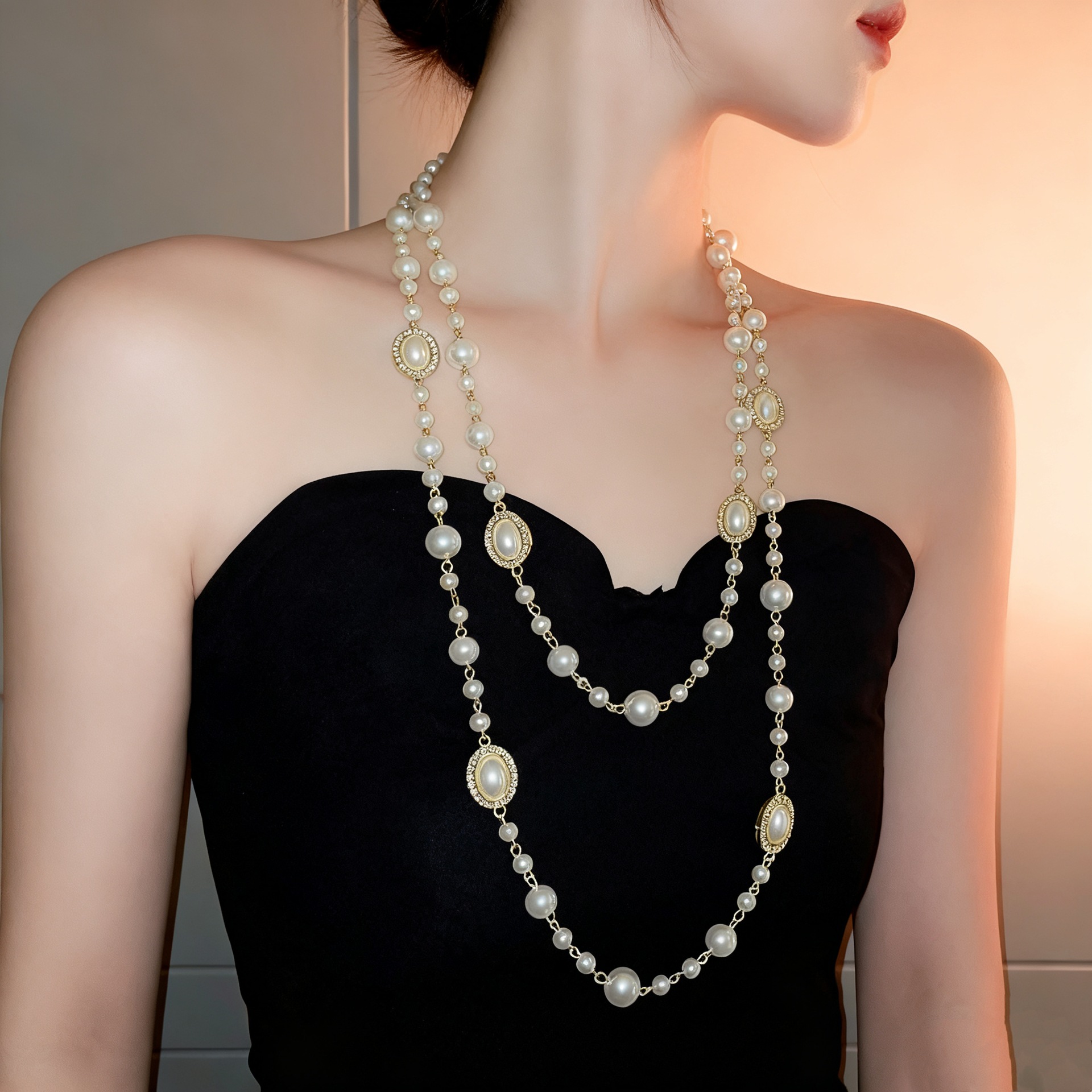 062 White Pearl Oval Necklace