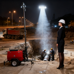 Torre de luz móvil Gener de motor de gasolina LED portátil barato de 220V para iluminación industrial de construcción al aire libre - Product Image 2