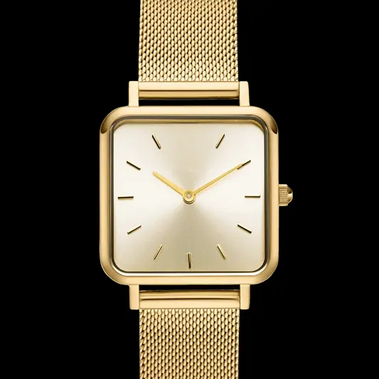 Goud Mode Horloge Milanese Mesh Vierkante Dames Horloge