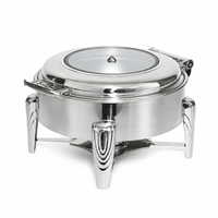 Plat à chafing rond de luxe Allnice en argent, chauffe-plats en acier inoxydable de 6 L pour mariages en plein air, banquets et hôtels
