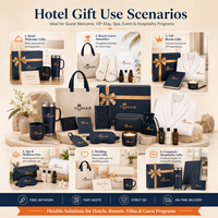 Coffret cadeau de bienvenue pour les voyages d'entreprise avec sac de lavage, pantoufles, serviette, carnet, stylo et tasse pour les déplacements des employés