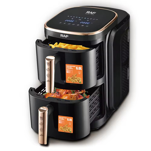 Nouvelle Friteuse à Air Intelligente en Acier Inoxydable au Design Moderne, à Double Tiroir (Haut et Bas) avec Fenêtre Carrée, Grande Taille, pour Usage Domestique, Alimentation Électrique - Product Image 1