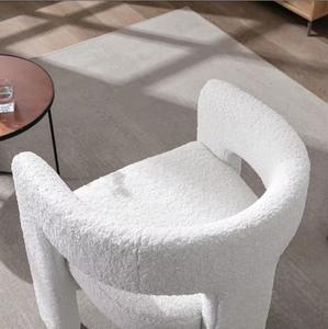 Modern Sherpa <strong>Bucket</strong> Dining <strong>Chair</strong> with Artificial Fur Upholstery for Kitchen &amp; Living Room White or Reception Use - Product Image 5