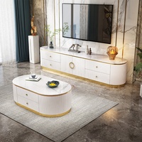Meuble d'intérieur en pierre et acier inoxydable, Table basse moderne et luxueuse, idéale pour le salon