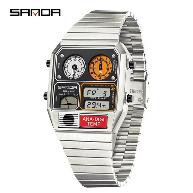 SANDA 3192 Electronic Watch for Men Youth and Leisure Multi Functional Temperature Gauge Stopwatch Timing Electronic Watch