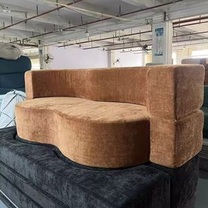 Cama de Lujo con Respaldo de Tela Naranja para Sala de Estar, Juego de Muebles de Doble Uso para Hotel, Se Puede Comprimir - Product Image 5