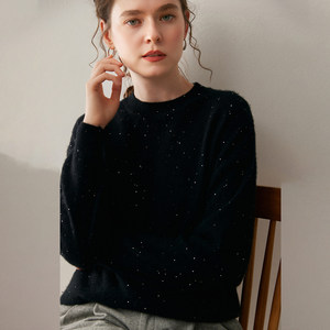 Großhandel Dicker Kaschmir-<span class=keywords><strong>Pullover</strong></span> für Damen, Rundhals-<span class=keywords><strong>Pullover</strong></span> mit Pailletten, Locker Geschnitten, Schlankmachend und Hautfreundlich - Product Image 1