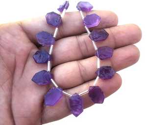 13-Piece Natural Blue Amethyst Loose Gemstones Handcut Rough February <b>Birthstone</b> Jewelry Making Beads Fancy Shape Untreated - Product Image 4