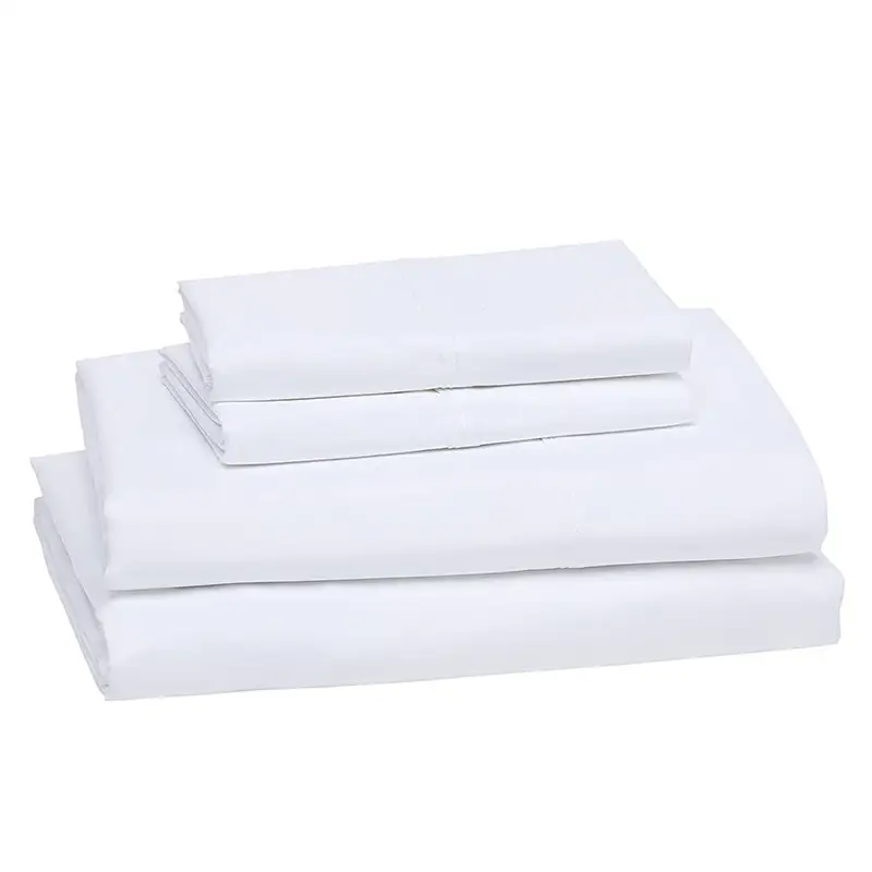 Premium custom logo hotel bed linen duvet cover white cotton / polyester king bed sheet set