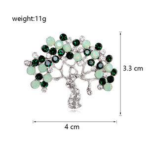 Broche de mariage en forme d'arbre de vie, luxe, strass colorés, plaqué or, alliage, designs personnalisés, haute qualité, cadeau pour femme et fête - Product Image 2