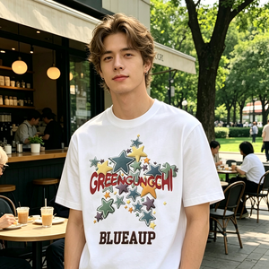 Camiseta Blanca Lisa 100% Algodón con Estampado Puff, Diseño Personalizado, Unisex, Corte Cuadrado, Oversize, para Hombre, Venta al Por Mayor OEM - Product Image 2